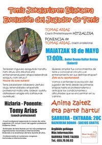 El 18 de Mayo Clinic de Tomy Arias en Barrika: La evolución del jugador de tenis 9080 I CLINIC BARRIKA TOMAS ARIASp