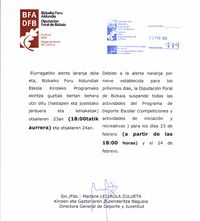 Suspensión de actividades/Ekintza guztien bertan behera 9107 Aviso supensión actividades / Ekintza guztien bertan behera
