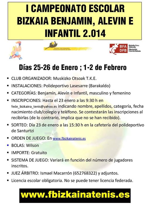 Campeonato de Bizkaia Benjamín, Alevín e Infantil 2016 2 Cartel I Cto Ben Ale Inf