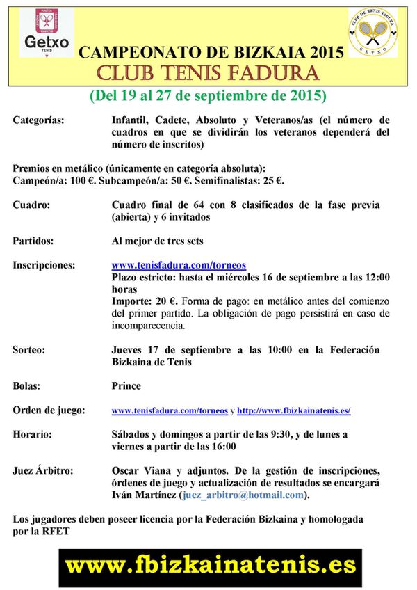Cartel Campeonato de Bizkaia 2015